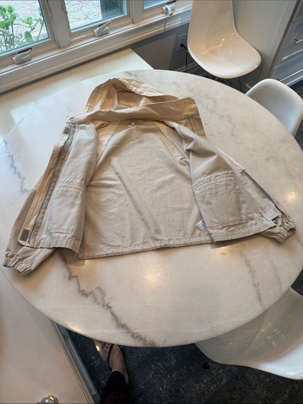 NWOT TOPSHOP Light tan and Beige cotton Hooded Utility Jacket - Picture 3 of 9
